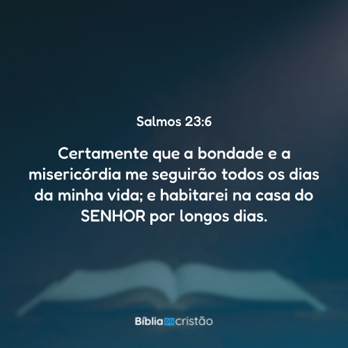 Salmos 23:6 - Certamente que a bondade e a misericórdia me seguirão ...